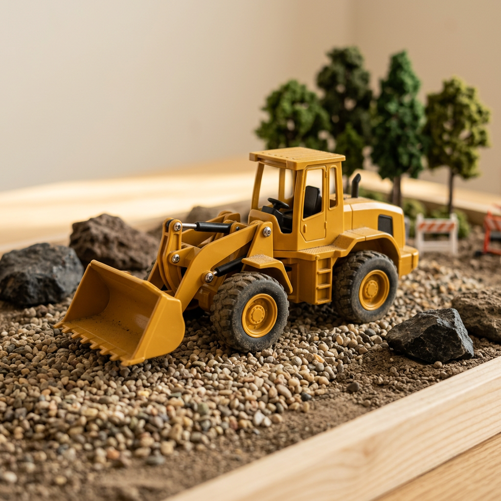 Mini Wheel Loader / Dozer — 1/64 scale RC construction machine working a miniature dig site